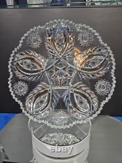 Large 12 tray platter American Brilliant Period Cut Glass Crystal Anne / Laurel