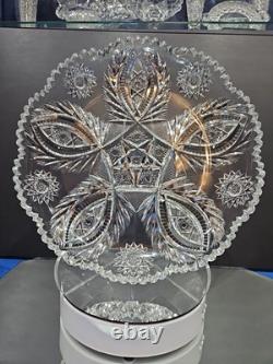 Large 12 tray platter American Brilliant Period Cut Glass Crystal Anne / Laurel