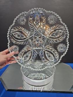 Large 12 tray platter American Brilliant Period Cut Glass Crystal Anne / Laurel