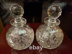 Large 6-1/2 Cologne Bottles Perfume American brilliant Period Cut glass Crystal