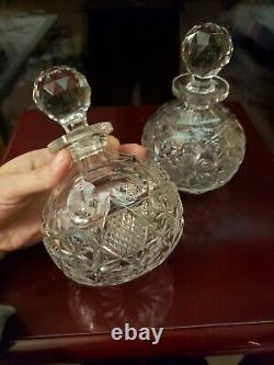 Large 6-1/2 Cologne Bottles Perfume American brilliant Period Cut glass Crystal