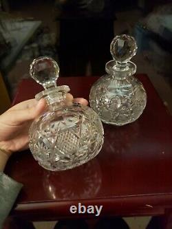 Large 6-1/2 Cologne Bottles Perfume American brilliant Period Cut glass Crystal