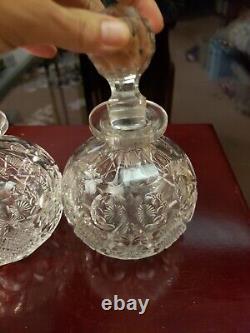 Large 6-1/2 Cologne Bottles Perfume American brilliant Period Cut glass Crystal