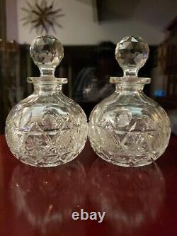 Large 6-1/2 Cologne Bottles Perfume American brilliant Period Cut glass Crystal