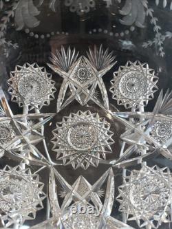 Large 9 Bowl American Brilliant Period Cut Glass Crystal Sinclaire engraved Cut