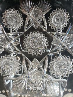 Large 9 Bowl American Brilliant Period Cut Glass Crystal Sinclaire engraved Cut