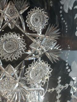 Large 9 Bowl American Brilliant Period Cut Glass Crystal Sinclaire engraved Cut