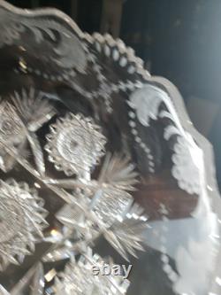 Large 9 Bowl American Brilliant Period Cut Glass Crystal Sinclaire engraved Cut