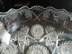 Large 9 Bowl American Brilliant Period Cut Glass Crystal Sinclaire engraved Cut