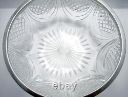 Large 9 Pineapple Cut Crystal Glass Fruit Salad Bowl Sterling Silver Rim Mount