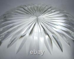 Large 9 Pineapple Cut Crystal Glass Fruit Salad Bowl Sterling Silver Rim Mount