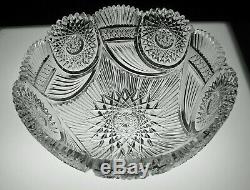 Large Abp Cut Glass Crystal Bowl By Bergen In The Cornucopia Pattern