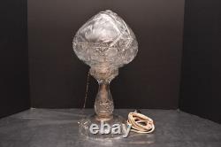 Large Antique American Brilliant Cut Crystal Glass Dome Top Table Lamp 15 Tall