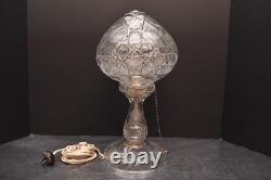 Large Antique American Brilliant Cut Crystal Glass Dome Top Table Lamp 15 Tall
