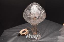 Large Antique American Brilliant Cut Crystal Glass Dome Top Table Lamp 15 Tall