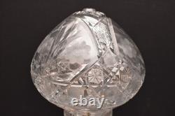 Large Antique American Brilliant Cut Crystal Glass Dome Top Table Lamp 15 Tall