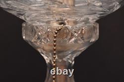 Large Antique American Brilliant Cut Crystal Glass Dome Top Table Lamp 15 Tall