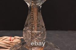 Large Antique American Brilliant Cut Crystal Glass Dome Top Table Lamp 15 Tall