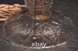 Large Antique American Brilliant Cut Crystal Glass Dome Top Table Lamp 15 Tall