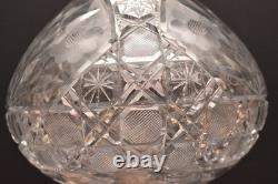 Large Antique American Brilliant Cut Crystal Glass Dome Top Table Lamp 15 Tall