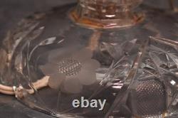 Large Antique American Brilliant Cut Crystal Glass Dome Top Table Lamp 15 Tall