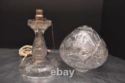 Large Antique American Brilliant Cut Crystal Glass Dome Top Table Lamp 15 Tall