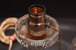 Large Antique American Brilliant Cut Crystal Glass Dome Top Table Lamp 15 Tall