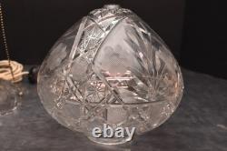 Large Antique American Brilliant Cut Crystal Glass Dome Top Table Lamp 15 Tall