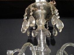 Large Antique Crystal Cut Glass Chandelier Stunning Hanging Light Fixture
