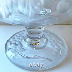 Large Antique Intaglio Glass Grape Cut Crystal Compote ABP Tuthill