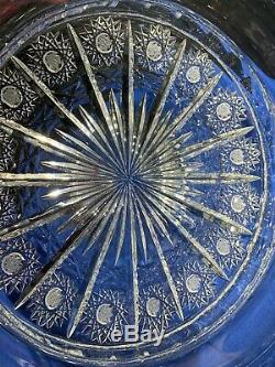 Large Bohemian Czech VTG Crystal 11-5/8 Bowl Cut Queen Lace Glass Centerpiece