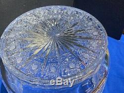 Large Bohemian Czech VTG Crystal 11-5/8 Bowl Cut Queen Lace Glass Centerpiece