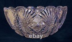 Large Brilliant ABP Cut Glass Crystal Punch Bowl 14