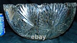 Large Brilliant ABP Cut Glass Crystal Punch Bowl 14