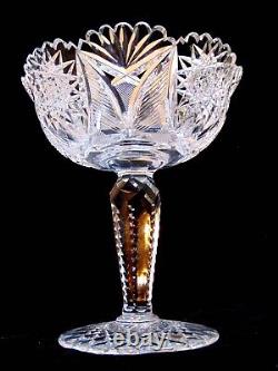 Large Brilliant Cut Glass Crystal Compote Pedestal Fruit Bowl Hobstars