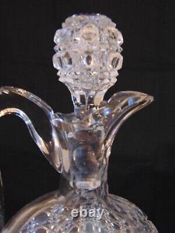 Large Brilliant Cut Glass Crystal Whiskey Jug Pitcher Ewer Flagon Caning