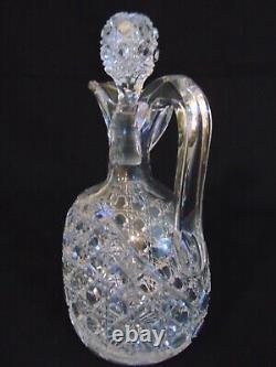 Large Brilliant Cut Glass Crystal Whiskey Jug Pitcher Ewer Flagon Caning