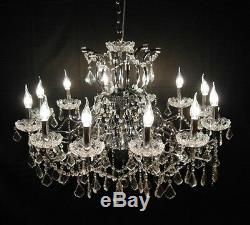 Large Chrome 12 Arm Branch French Shallow Cut Glass Chandelier High Quality