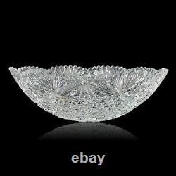 Large Cut Crystal Centerpiece Bowl American Brilliant Style Buttons Stars B100