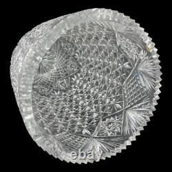 Large Cut Crystal Flower Vase 14.75 Heavy Brilliant Glass Sawtooth Rim Decor