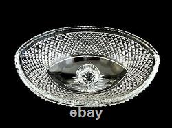 Large Cut Glass Crystal Footed Pedestal Oval Boat Bowl Vintage