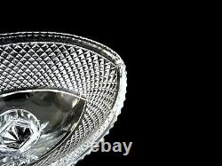 Large Cut Glass Crystal Footed Pedestal Oval Boat Bowl Vintage