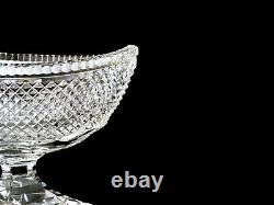 Large Cut Glass Crystal Footed Pedestal Oval Boat Bowl Vintage