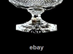 Large Cut Glass Crystal Footed Pedestal Oval Boat Bowl Vintage