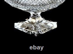 Large Cut Glass Crystal Footed Pedestal Oval Boat Bowl Vintage