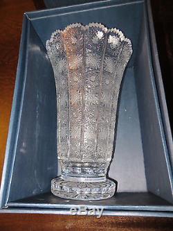 Large Gorgeous Czech Bohemian Hand Cut Crystal Glass Vase Brand New