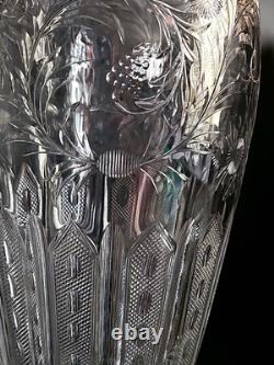 Large Hawkes Cut Crystal Vase WithSterling Base Tall 19 1/4 Perfect. C1930