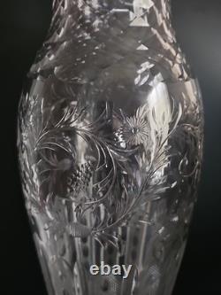 Large Hawkes Cut Crystal Vase WithSterling Base Tall 19 1/4 Perfect. C1930