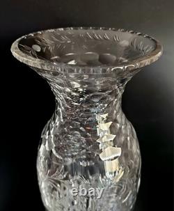Large Hawkes Cut Crystal Vase WithSterling Base Tall 19 1/4 Perfect. C1930