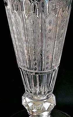 Large Hawkes Cut Crystal Vase WithSterling Base Tall 19 1/4 Perfect. C1930